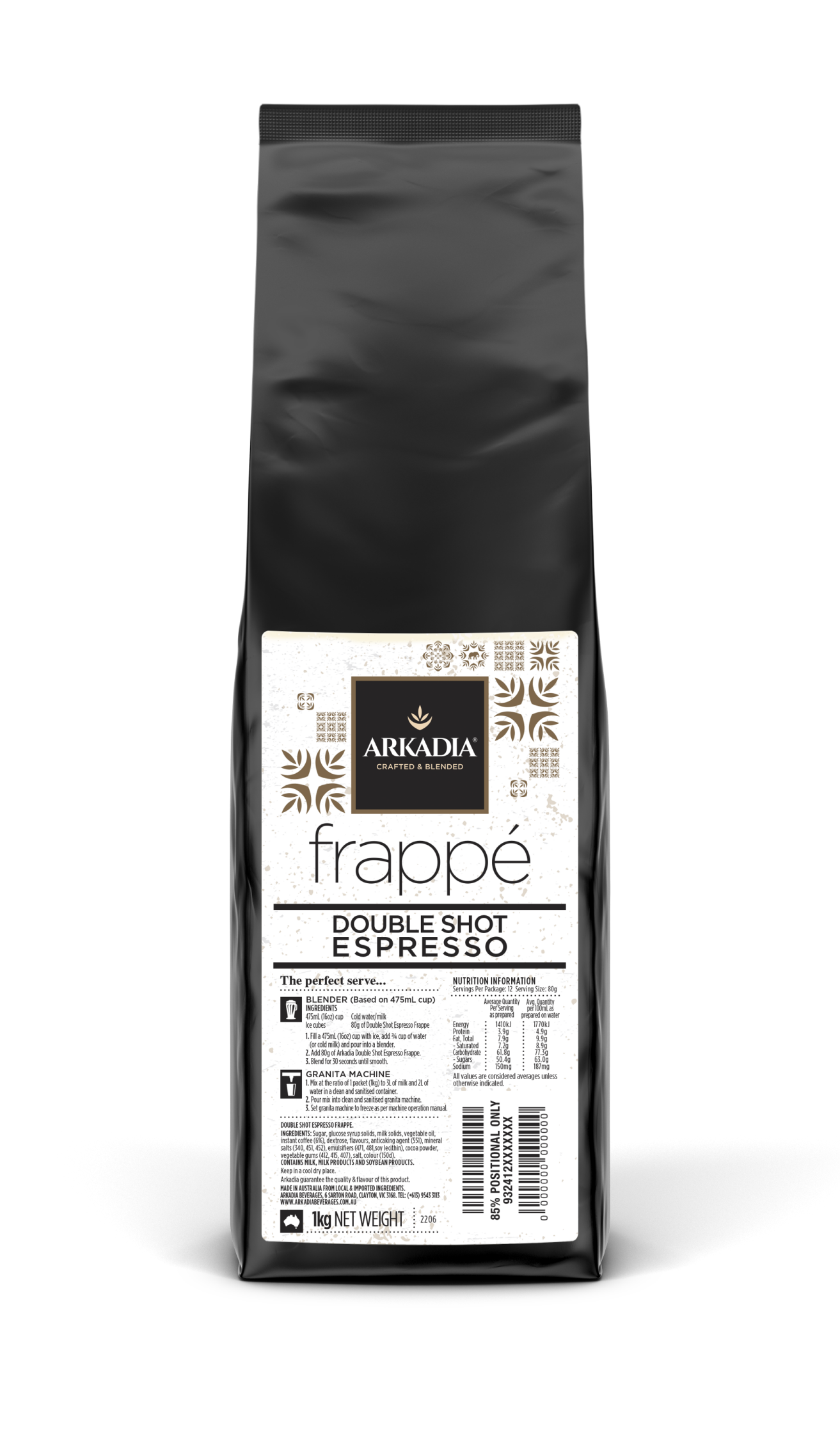 Arkadia Double Shot Espresso Frappe x 12 Bags - HunterMe